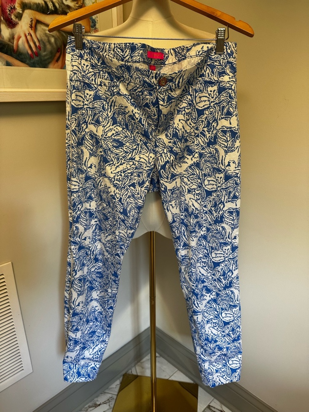 Lilly Pulitzer Blue and White Printed Chinos